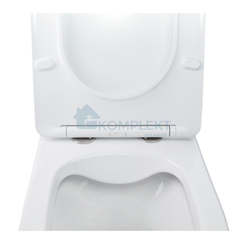 Унітаз з сидінням Qtap Swan Rimless з інсталяцією Nest ST та чорною матовою панеллю Nest