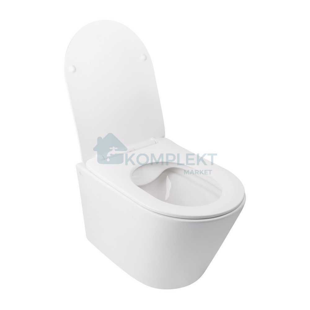 Унітаз з сидінням Qtap Swan Rimless з інсталяцією Nest ST та чорною матовою панеллю Nest