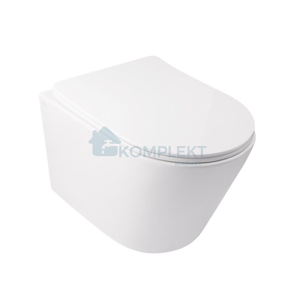 Унітаз з сидінням Qtap Swan Rimless з інсталяцією Nest ST та чорною матовою панеллю Nest