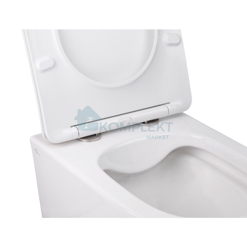 Унітаз з сидінням Qtap Swan Rimless з інсталяцією Nest ST та чорною матовою панеллю Nest