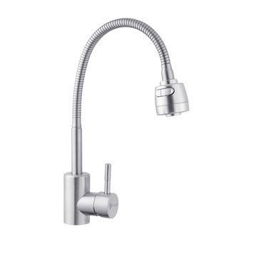 Змішувач для кухні з гнучким виливом Agua Acero INOX035-2 (нержавіюча сталь)