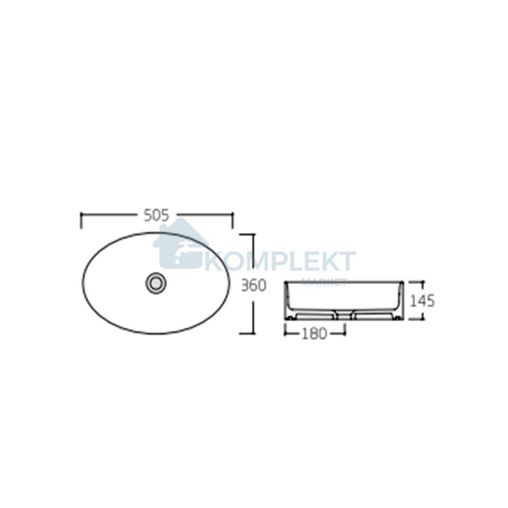 Раковина-чаша овальна Qtap Kolibri 505x360x145 White QT10113054WN (накладна)