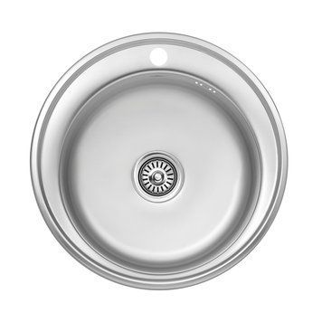 Кухонна мийка Kroner KRP Satin 510 &Oslash;510 мм, нержавіюча сталь, врізна, гладка (сатинова, матова), 0.6 мм