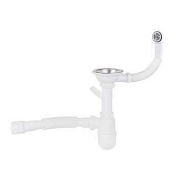Сифон для кухонної мийки з переливом Lidz LK01 60 08 E001 01 (випуск 115 мм, вихід 40/50 мм)
