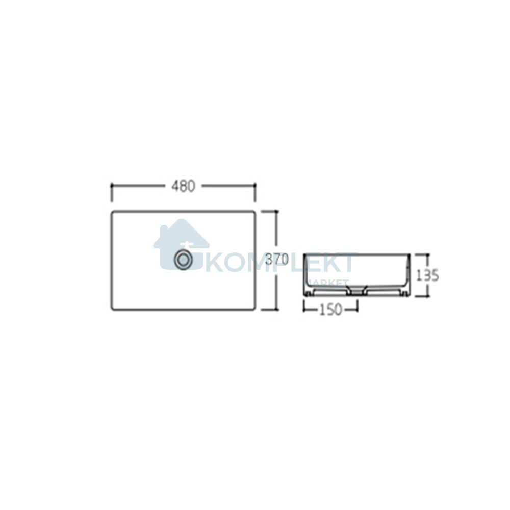 Раковина-чаша накладна Qtap Tern 480х370х135 White QT17112074WN (прямокутна)