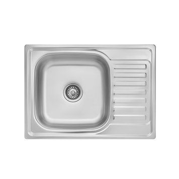 Кухонна мийка Kroner KRP Satin 6950 690х500 мм, нержавіюча сталь, врізна, з крилом, гладка (сатинова, матова), 0.8 мм