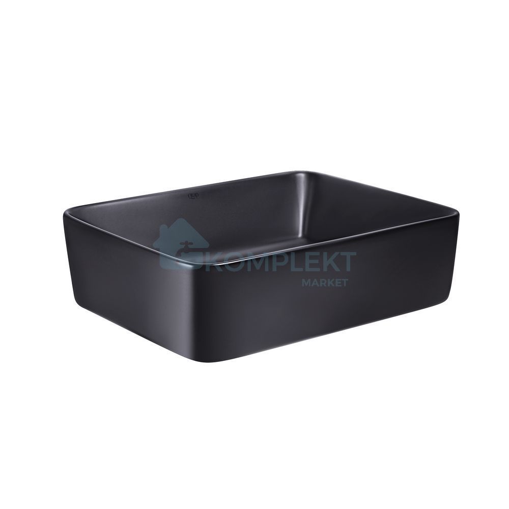 Накладна прямокутна раковина Qtap Tern 485х375х135 QT172074MBMBN (чорна матова)