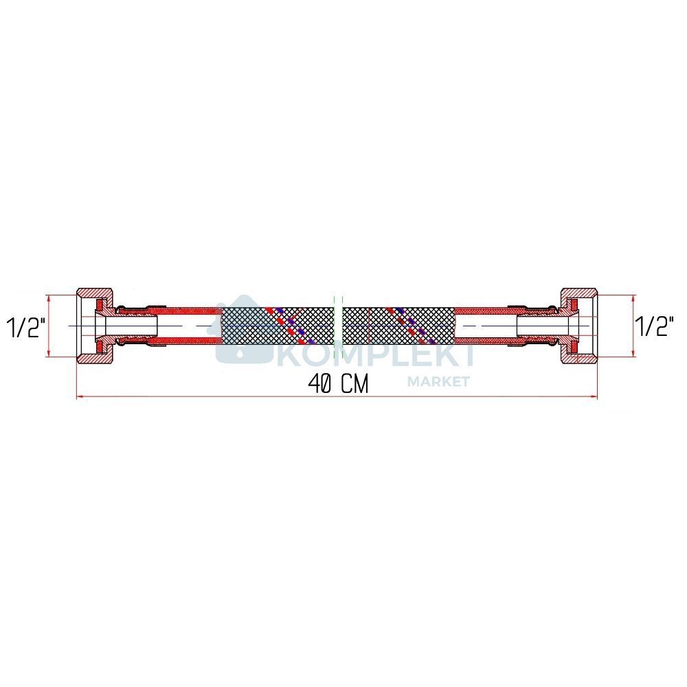 Гнучкий шланг для води SD Forte 1/2" L-40cм ВВ SF381W40