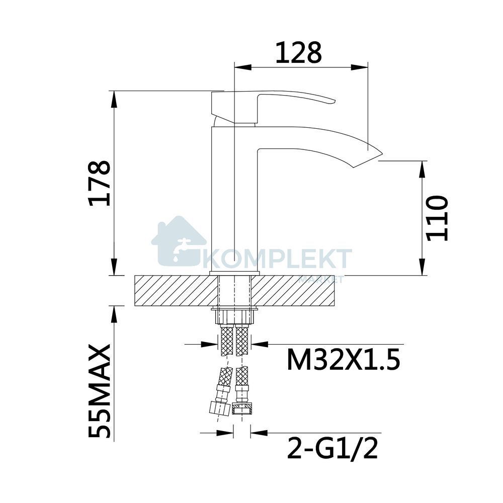 Змішувач для раковини Qtap Swan Cascada QTSWA270CRM45564 (латунний)