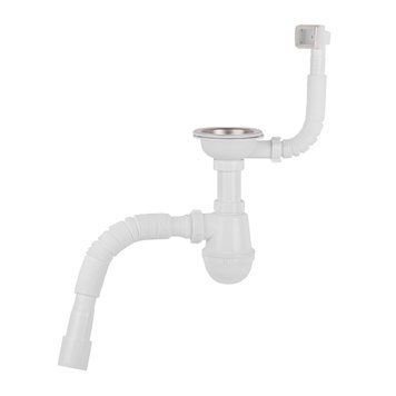 Сифон для кухонної мийки з переливом Lidz LK03 60 05 M001 01 (випуск 115 мм, вихід гофра 40/50мм)