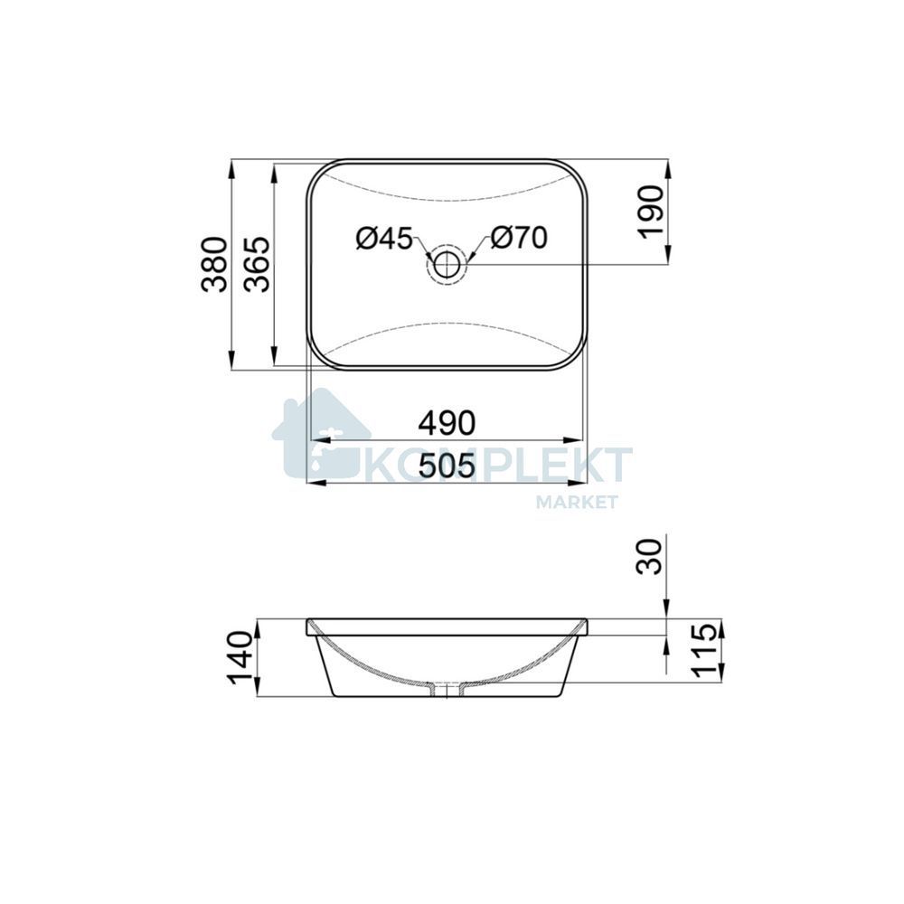 Раковина врізна прямокутна Qtap Scorpio 505х380х140 White QT1411K490WN