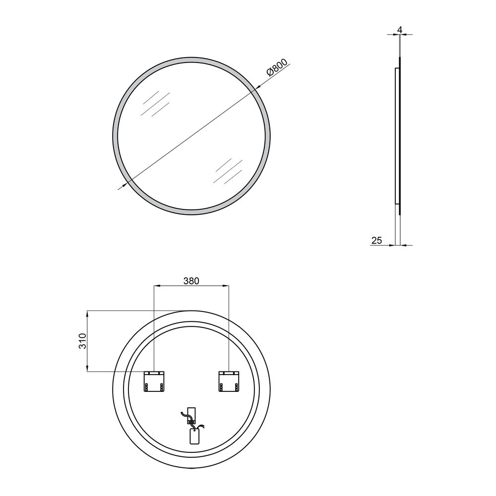 Кругле дзеркало Qtap Virgo Ø80см R800 з LED-підсвічуванням QT1878250680W, Ні