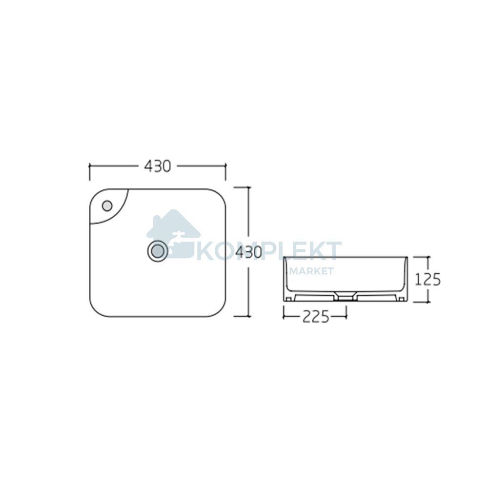 Раковина-чаша нкладна Qtap Stork 430x430x125 White QT15112194WN (квадратна)