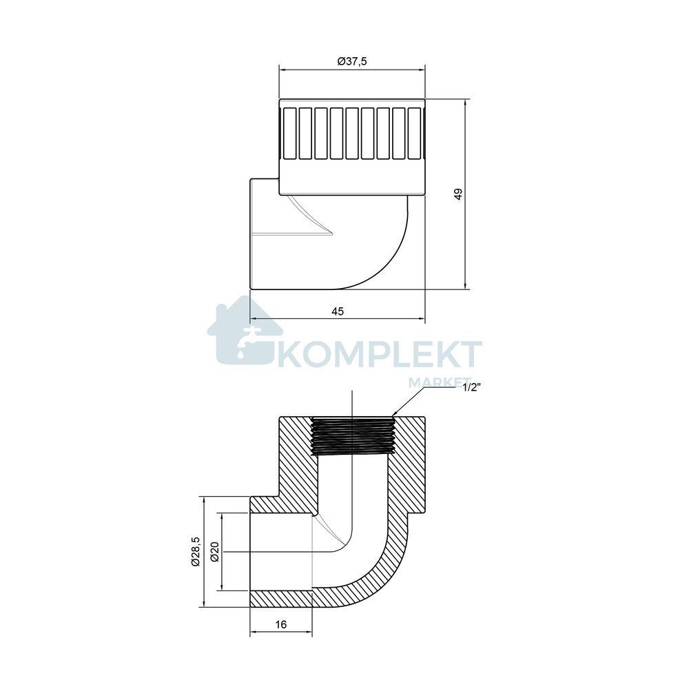 Коліно PPR Thermo Alliance 20х1/2" ВР