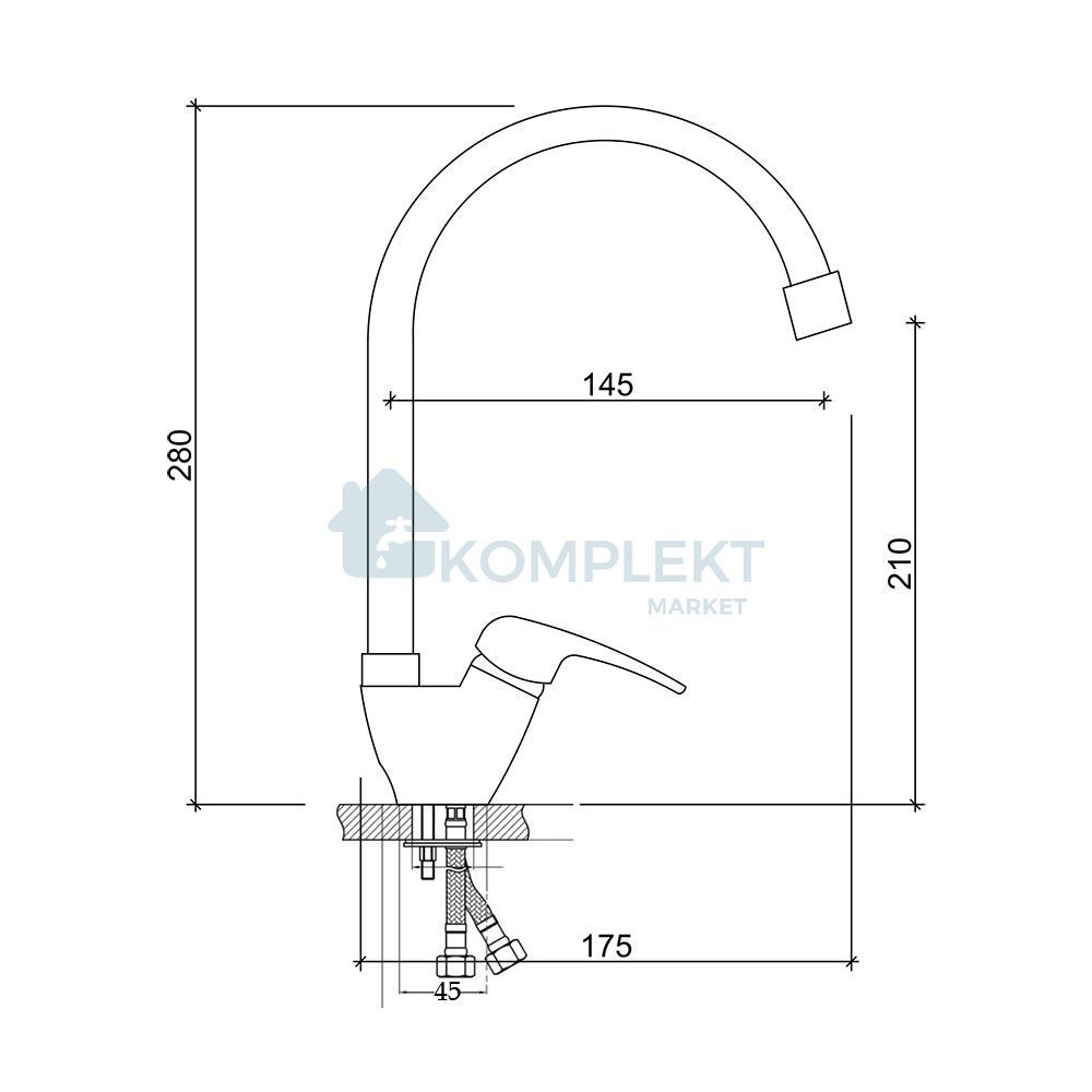 Змішувач кухонний з ABS пластику Brinex 36W 007 (BRIN36W007) білий