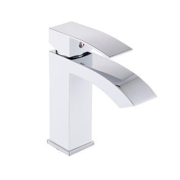 Змішувач для раковини латунний Qtap Swan Cascada QTSWA270CRW45568 (білий з хромом)