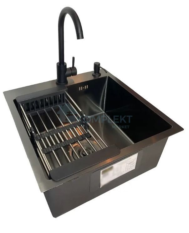 Коландер (кошик розсувний) для мийки Lidz K01B 435х215мм чорний