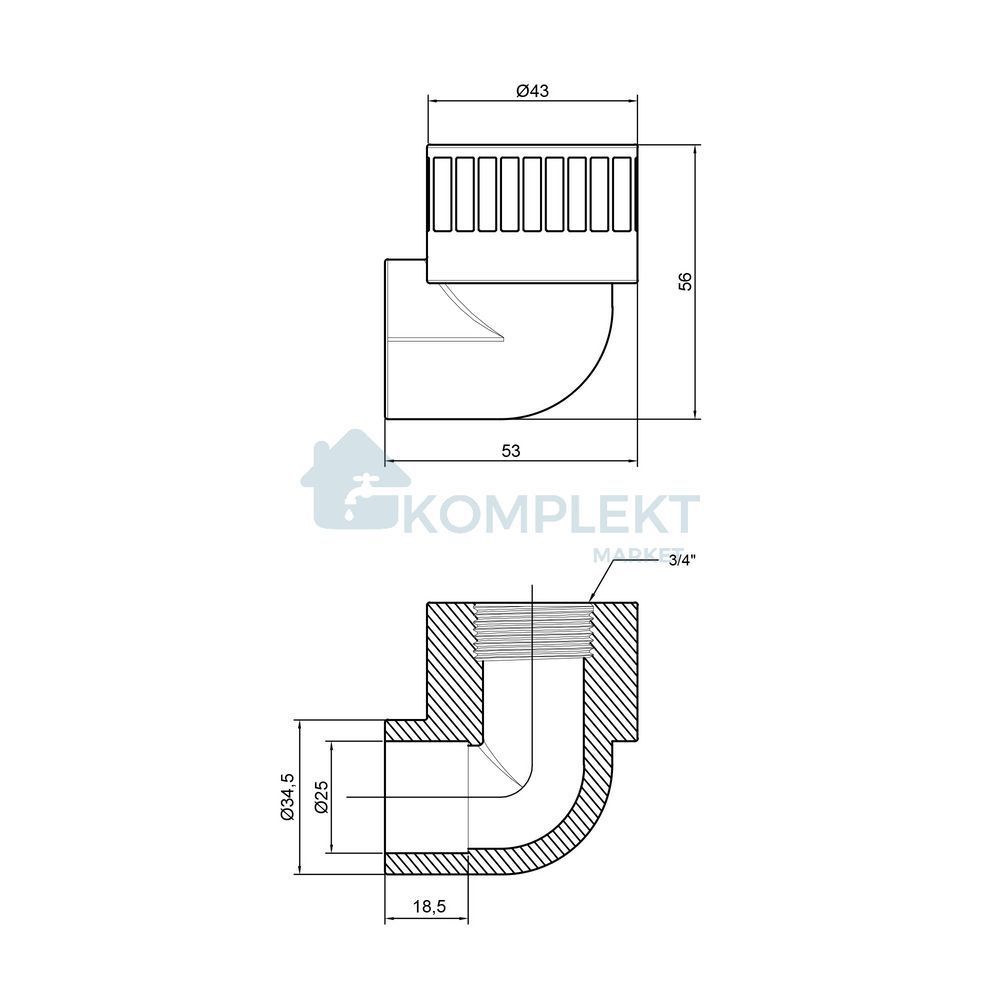 Коліно PPR Thermo Alliance 25х3/4" ВР
