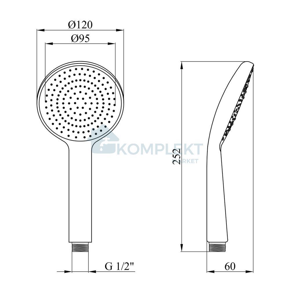 Лійка для ручного душу Kroner KRM C719 ⌀120мм (хром)