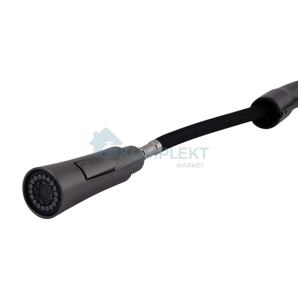Змішувач для кухні Qtap Vlasta New з висувним виливом QTVLA344GMB45647 Gunmetal Black PVD