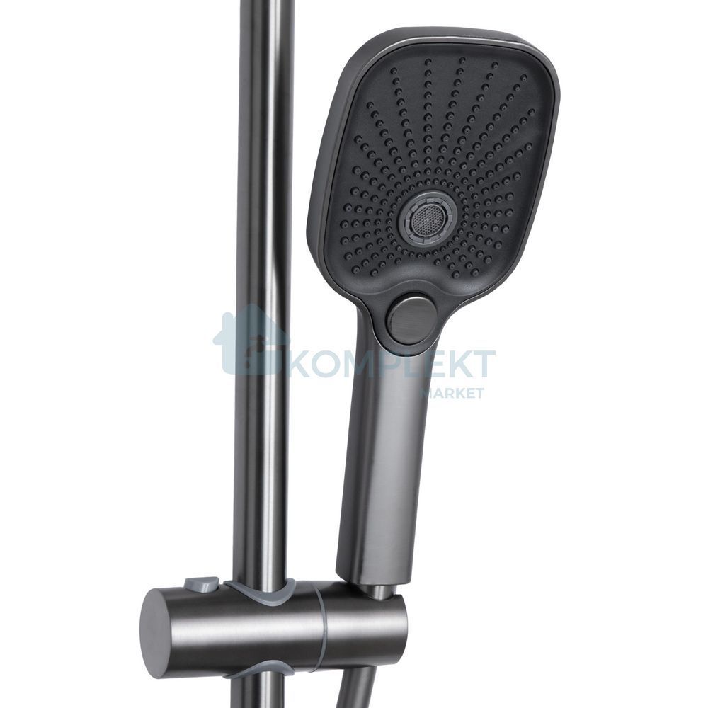 Душова система Qtap Gemini на три споживачі (з виливом) QTGEM111GMB45688 Gunmetal Black PVD