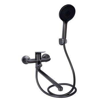 Змішувач для ванни з латуні Qtap Vlasta New з довгим виливом QTVLA260GMB45645 Gunmetal Black PVD