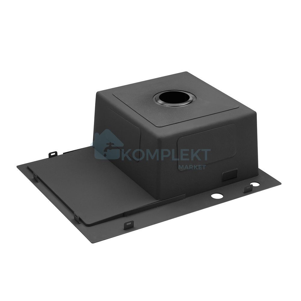 Кухонна мийка Kroner KRP Schwarze 6350RHM 630х500 мм, графіт (PVD), нержавіюча сталь, інтегрована, з лівим крилом, 3.0/1.0 мм, з кошиком