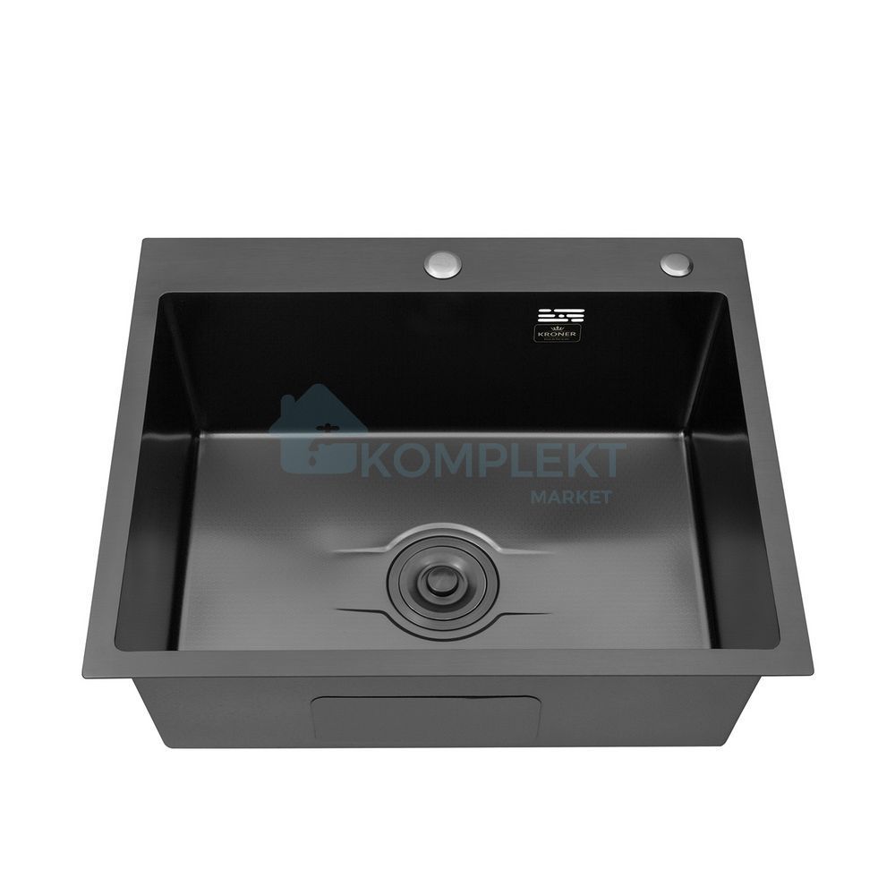 Кухонна мийка Kroner KRP Derby 6050HM 600х500 PVD-покриття, нержавіюча сталь, інтегрована, рифлена чаша (соти), 2.5/0.5 мм