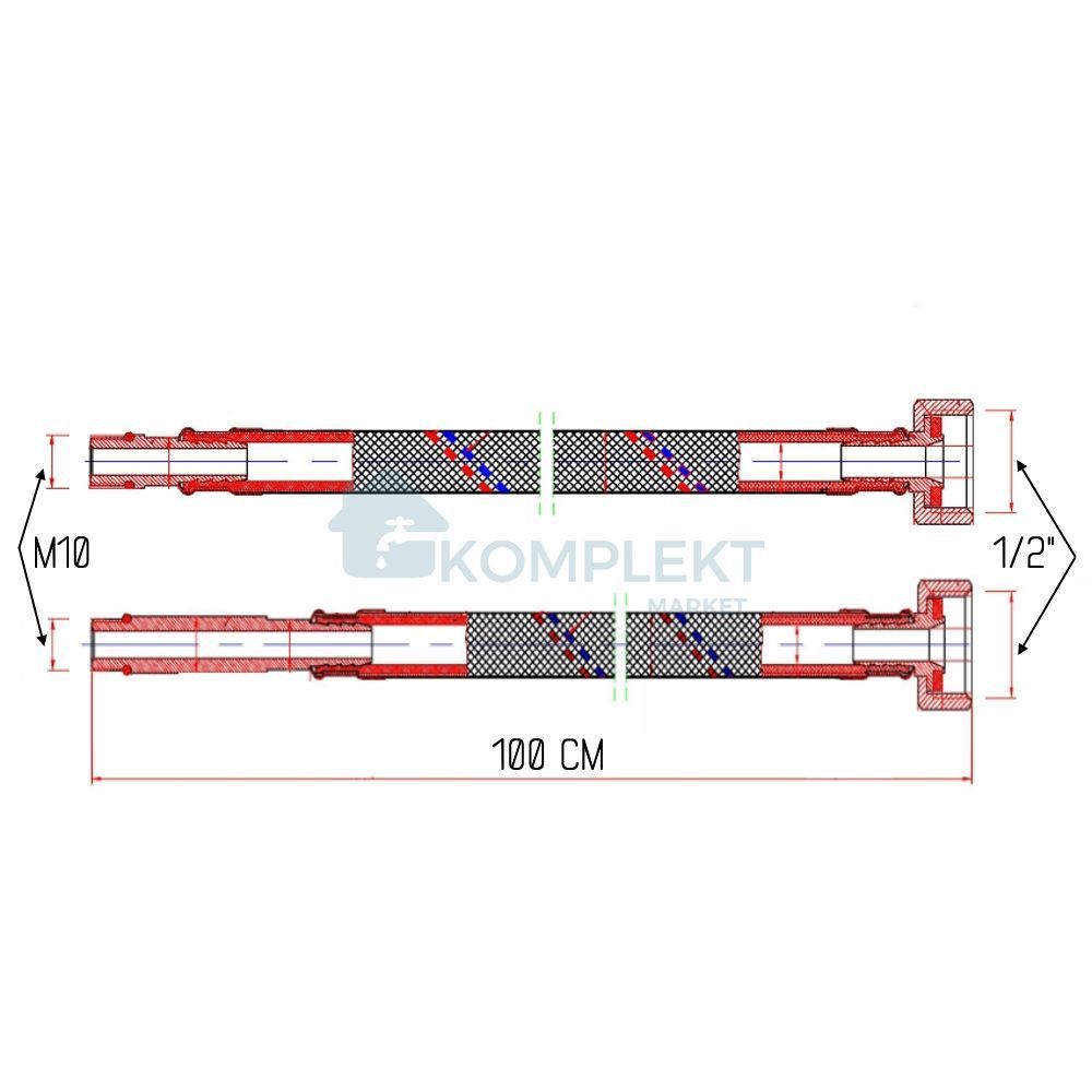 Гнучка підводка нержавіюча для змішувача SD Forte 1/2"-М10 100 см (пара)