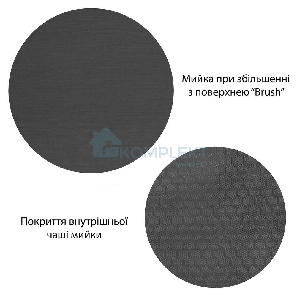 Кухонна мийка Kroner KRP Derby 6050HM 600х500 PVD-покриття, нержавіюча сталь, інтегрована, рифлена чаша (соти), 2.5/0.5 мм