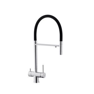 Змішувач для кухні з підключенням до фільтра Kroner KRP Edelstahl Klassisch ESG03815BLK (гнучкий вилив)