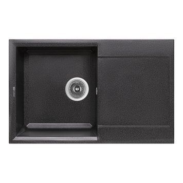Кухонная мойка гранітна з сушкою Lidz 790x500 10 мм. GRF-13 (матовий графіт)