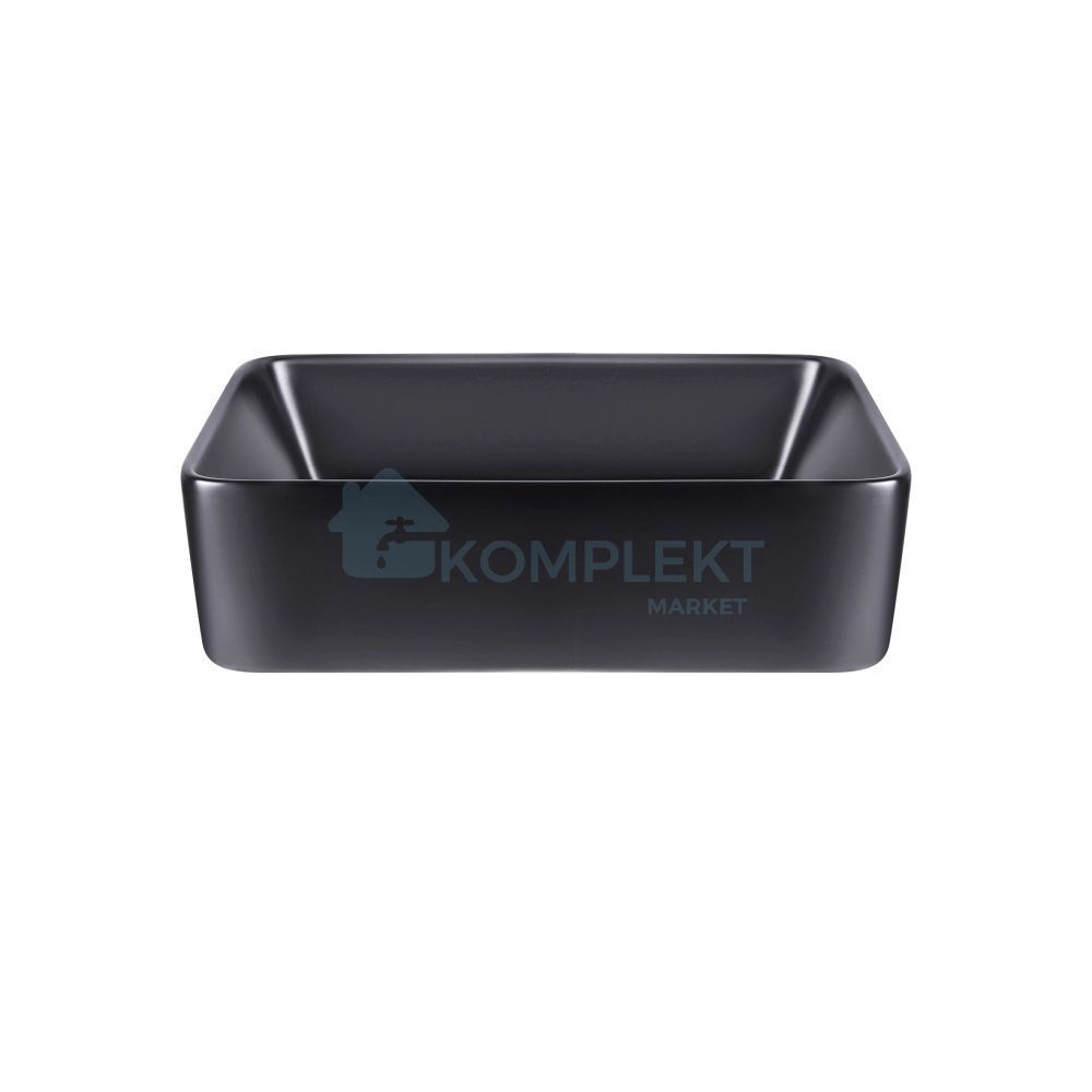 Раковина накладна прамокутна 485х375х135мм Qtap Tern Matt Black (з донним клапаном)