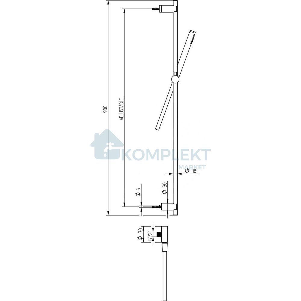 Душова стійка з лійкою та кронштейном Bianchi Steel SALSTE651000INX
