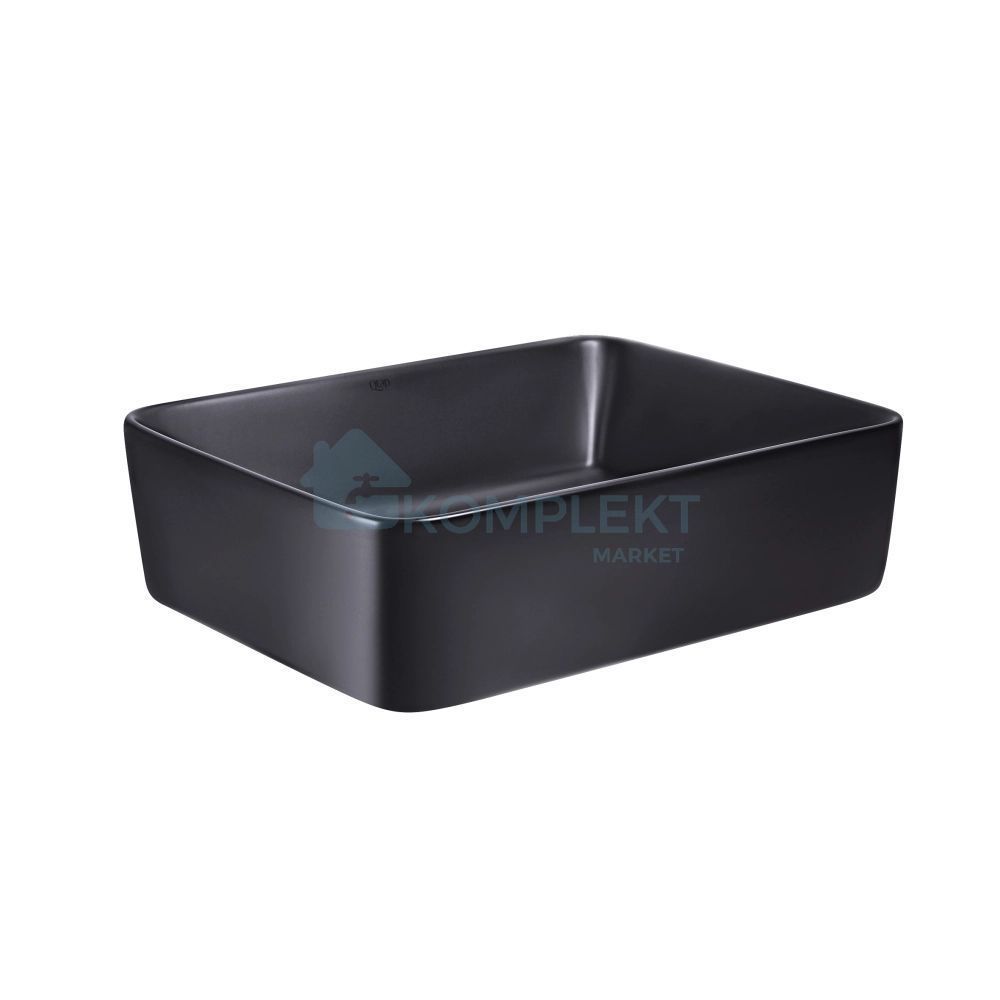 Раковина накладна прамокутна 485х375х135мм Qtap Tern Matt Black (з донним клапаном)