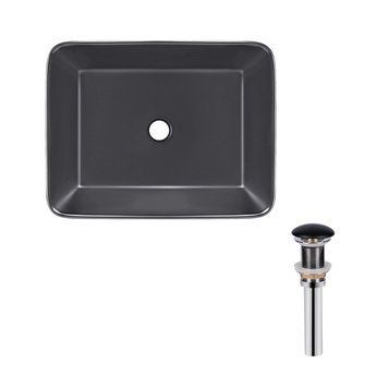 Раковина накладна прамокутна 485х375х135мм Qtap Tern Matt Black (з донним клапаном)