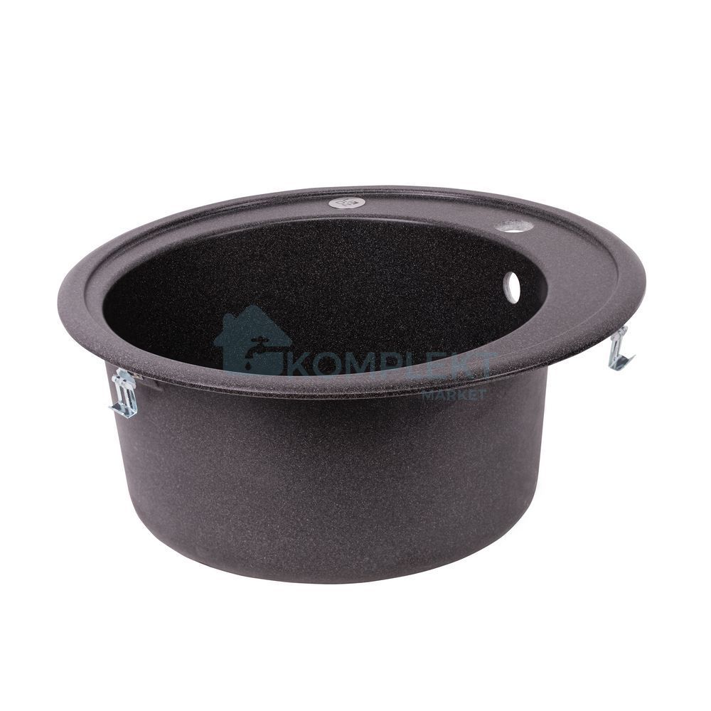 Кругла гранітна мийка Lidz D505 GRF-13 (матовий графіт)