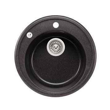 Кругла гранітна мийка Lidz D505 GRF-13 (матовий графіт)