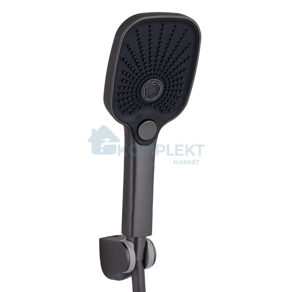 Латунний змішувач для ванни Qtap Gemini (з душовим гарнітуром) QTGEM259GMB45684 Gunmetal Black PVD
