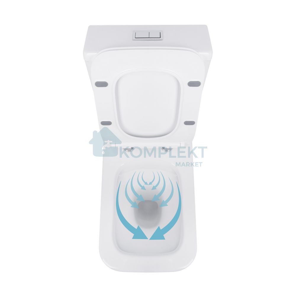 Підлоговий унітаз-компакт Qtap Crow Rimless QT05222170W безобідковий з сідінням Slim,Soft-close