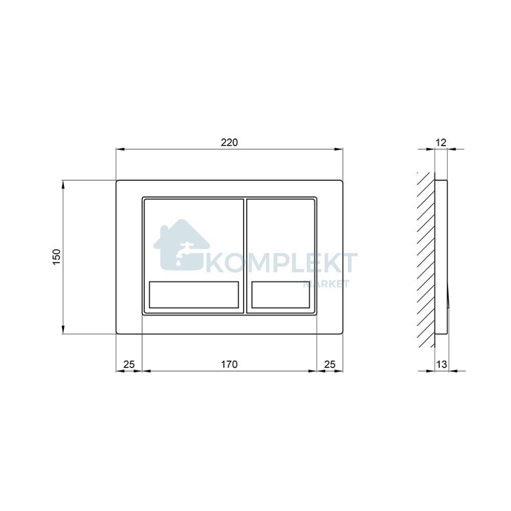 Кнопка зливу для інсталяції Qtap Nest QT0111M06029SAT (сіра матова)