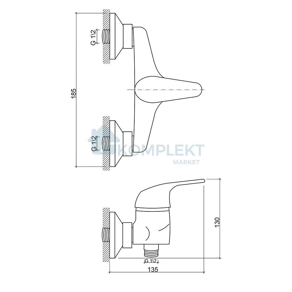 Змішувач для душу Brinex 36C 010 (ABS-пластик)