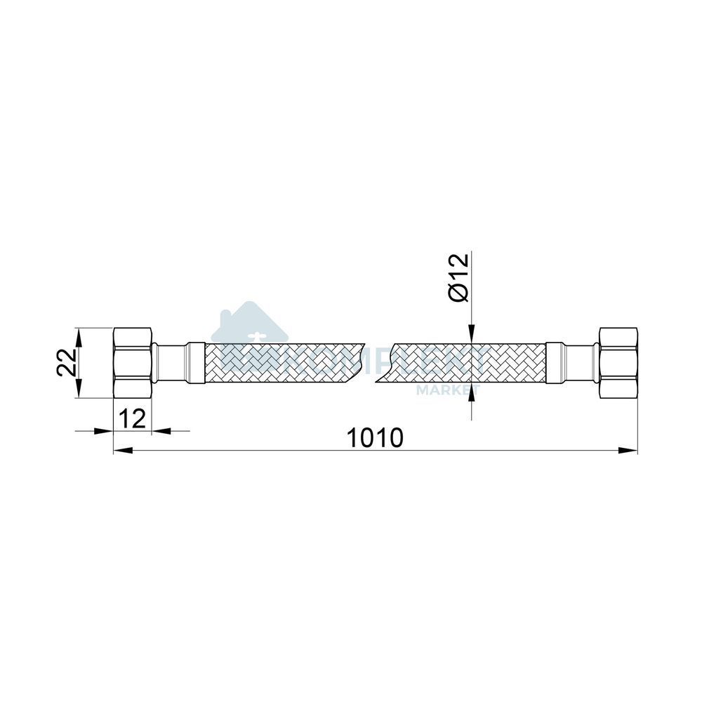 Шланг гнучкий в нерж. обплетенні SD Plus L- 100cм 1/2"ВВ SD397W100