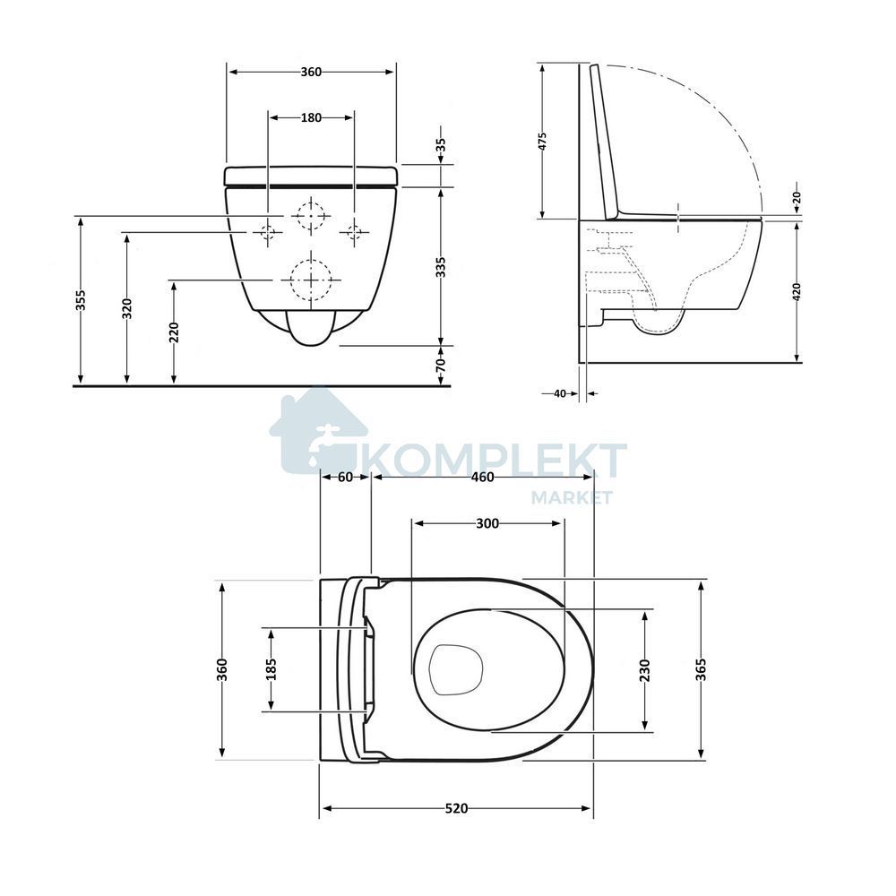 Підвісний унатаз Qtap Jay безобідковий з сідінням Soft-close QT07335176W