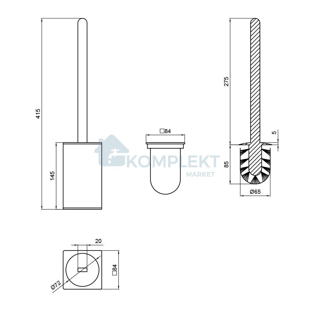 Щітка туалетна з колбою Qtap Liberty CRM 11572 (хром)