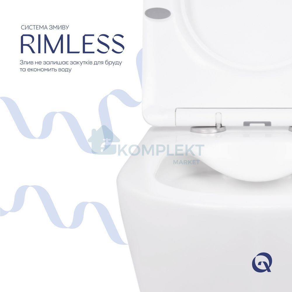 Унітаз підвісний Qtap Swan безобідковий з сідінням Soft-close QT16335178W