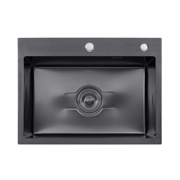 Кухонна мийка Kroner KRP Derby 5843HM 580&times;430 мм, графіт (PVD), нержавіюча сталь, інтегрована, товщина 2.5/0.5 мм