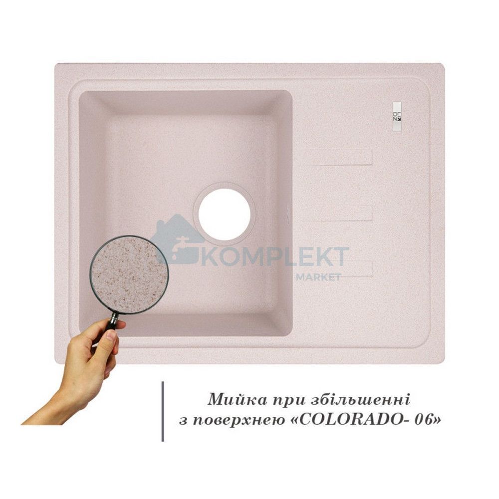 Прямокутна гранітна мийка Lidz 615x430 COL-06 (бежева)