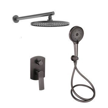 Душова система Qtap Slavonice прихованого монтажу на два споживача QTSLA113GMB45899 Gunmetal Black PVD