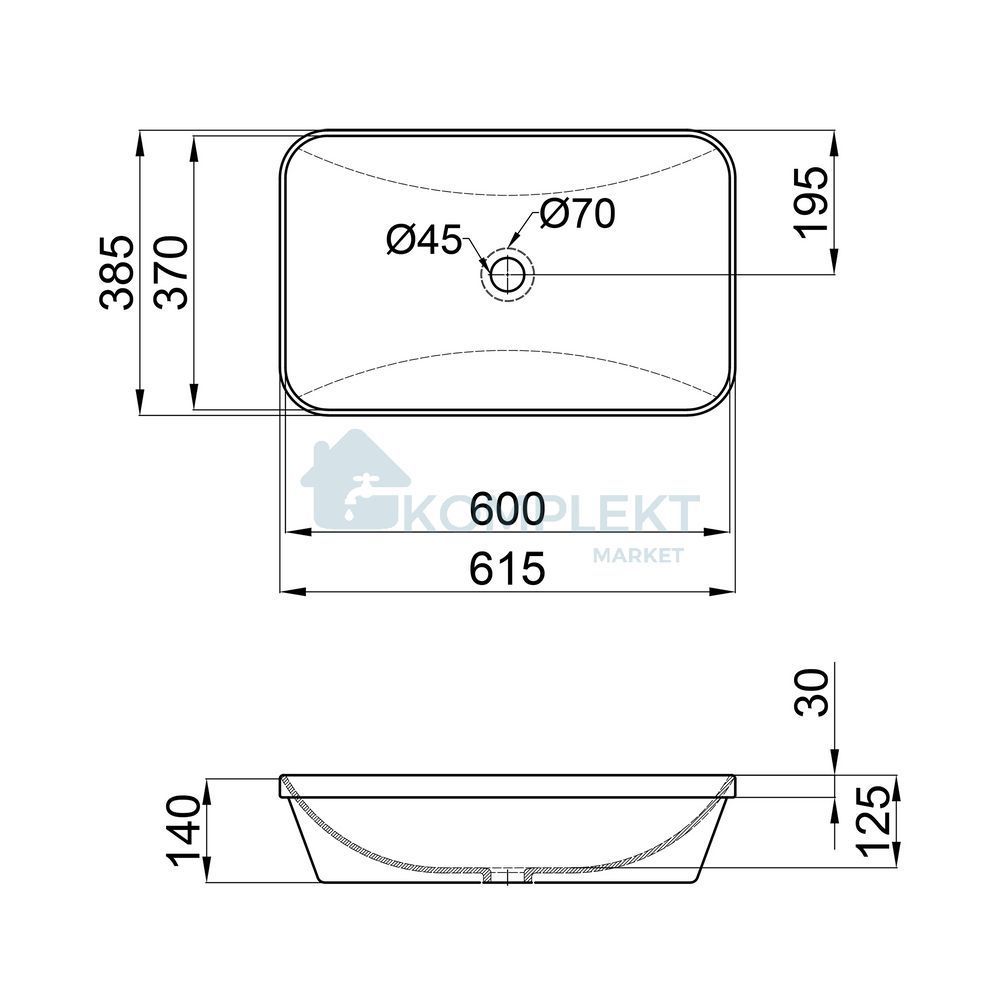 Раковина врізна Qtap Scorpio 615х380х155 White з донним клапаном QT1411K491W